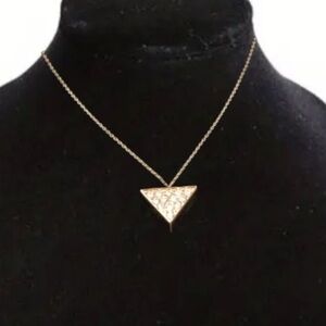 Elegant Fossil Gold Triangle Pendant Necklace